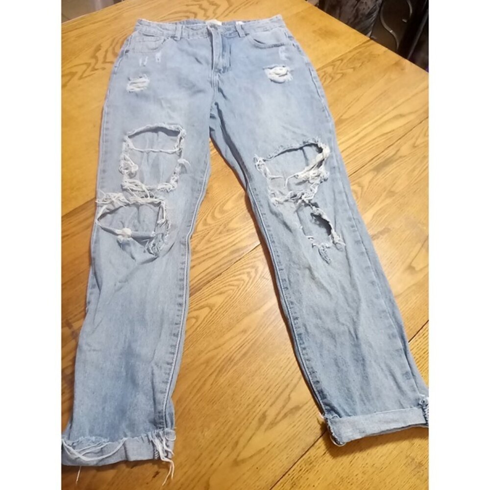 COTTON ON Womens Jeans 12 BLUE HOGH 90's DISTRESSED Preowned Street Wear Ripped